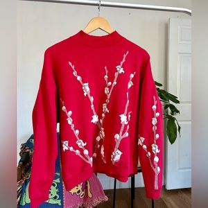 Vintage Cats Blossoms Sweatshirt Size Large Women’s